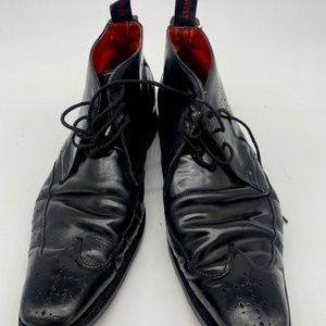 Jeffrey West Handmade in England Black Brogue Boots
